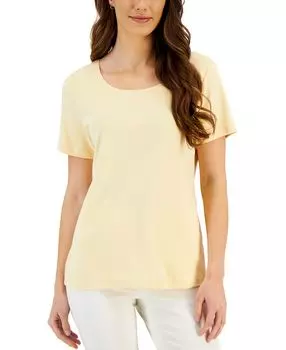 Миниатюрный хлопковый топ с круглым вырезом, созданный для macy's Karen Scott, мульти