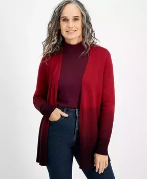 Миниатюрный кардиган с открытой передней частью, окрашенный методом погружения Style & Co, красный