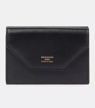 Миниатюрный кожаный кошелёк-конверт Balenciaga, Black/Dark Grey