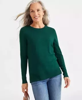 Миниатюрный свитер с круглым вырезом Style & Co, зеленый