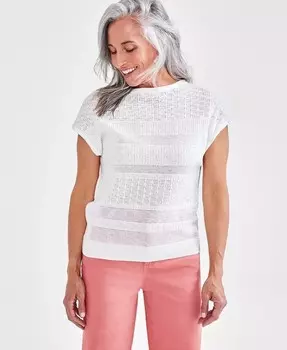 Миниатюрный свитер с вырезом «лодочка» и рукавами «летучая мышь» Style & Co, белый