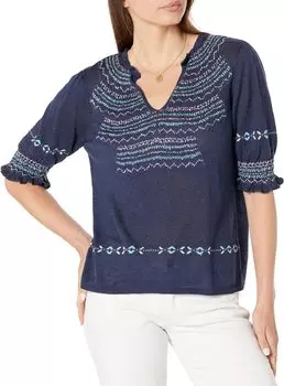 Миниатюрный свитер с вышивкой интарсия NIC+ZOE, цвет Indigo Multi