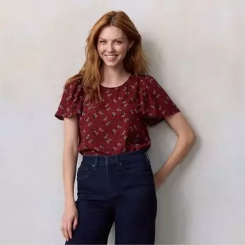 Миниатюрный тканый топ с рукавами-крылышками Lc Lauren Conrad, цвет wine freya fleurs