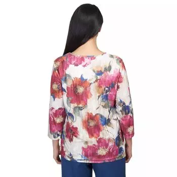 Миниатюрный топ Alfred Dunner с кружевной текстурой и цветочным принтом Alfred Dunner