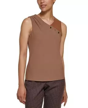 Миниатюрный топ без рукавов из смешанного материала DKNY, коричневый