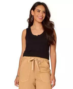 Миниатюрный топ без рукавов с V-образным вырезом и вырезом "лодочка" Democracy, черный