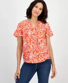 Миниатюрный топ с рукавами-крылышками и узором Paisley Bloom Style & Co, красный