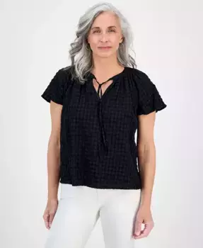 Миниатюрный топ с рукавами-крылышками и узором Paisley Bloom Style & Co, черный