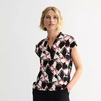 Миниатюрный трикотажный топ с V-образным вырезом Nine West, цвет pink mid poppy