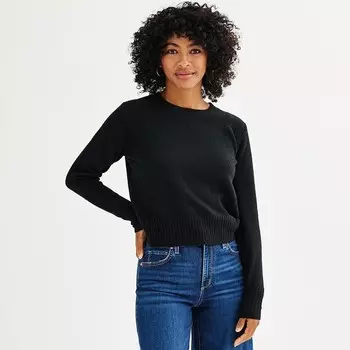 Миниатюрный женский свитер Sonoma Goods For Life с круглым вырезом, цвет Pitch Black