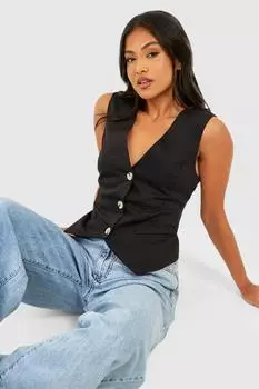 Миниатюрный жилет с карманами boohoo, черный