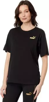Минимальная золотая футболка Essentials+ с короткими рукавами PUMA, цвет Puma Black