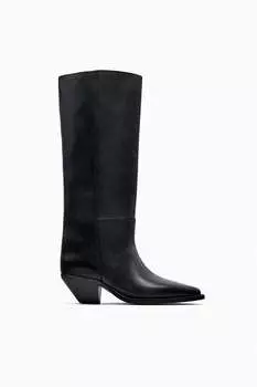 Минималистические ковбойские ботинки ZARA, черный
