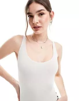 Минималистическое белое бесшовное боди ASOS DESIGN с широким овальным вырезом