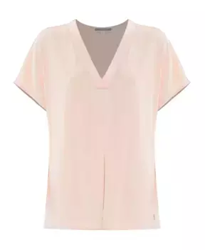 Минималистичная блузка из вискозы с v образным вырезом Kocca, розовый