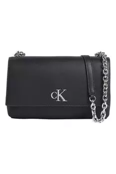 Минималистичная сумка с клапаном с монограммой Calvin Klein Jeans, черный