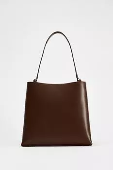 Минималистичная сумка-ведро ZARA, коричневый