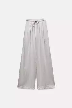 Минималистичные брюки с лознаном ZARA, светло-серый