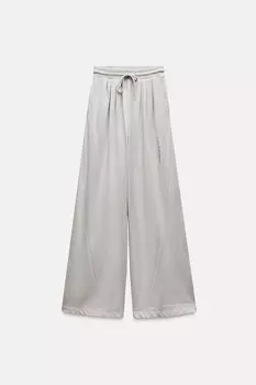 Минималистичные брюки с лознаном ZARA, светло-серый