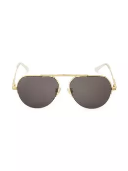Минималистичные солнцезащитные очки Pilot 58MM Bottega Veneta, черный