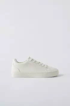 Минималистские кроссовки на шнуровке ZARA, белый