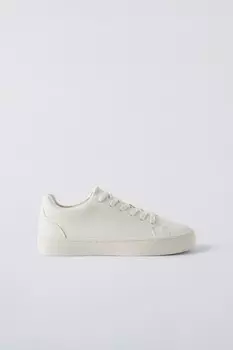 Минималистские кроссовки на шнуровке ZARA, белый