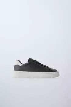 Минималистские кроссовки на шнуровке ZARA, черный