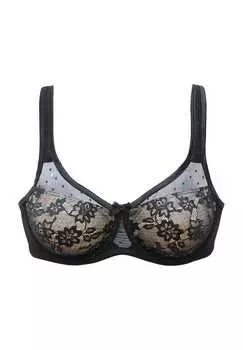 Минимизирующий бюстгальтер Nuance на косточках с кружевными деталями Lascana, черный