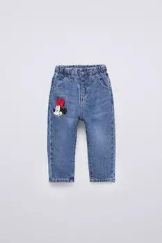 Минни маус disney джинсы paperbag ZARA, средне-синий