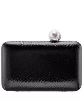 Минодьер с тиснением змеи и хрустальной застежкой Nina, черный