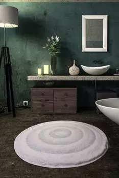 Миёлнир, Круглый ALS1001, белый, коврики для ванной, 1450 г/м, 100% полиакрил Mijolnir