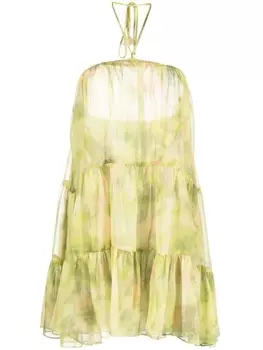 Misa Los Angeles расклешенное платье мини Sastra, зеленый