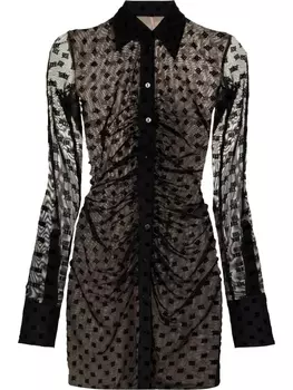 MISBHV платье-рубашка мини с монограммой, черный