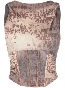 MISBHV топ с капюшоном и принтом Typewriter, коричневый