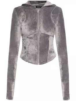 MISBHV укороченная толстовка с капюшоном и логотипом из страз, серый