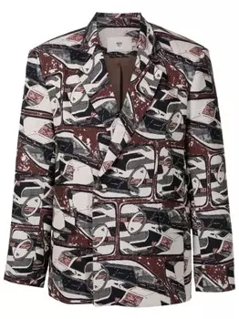 MISCI двубортный пиджак с жаккардовым узором, мультиколор