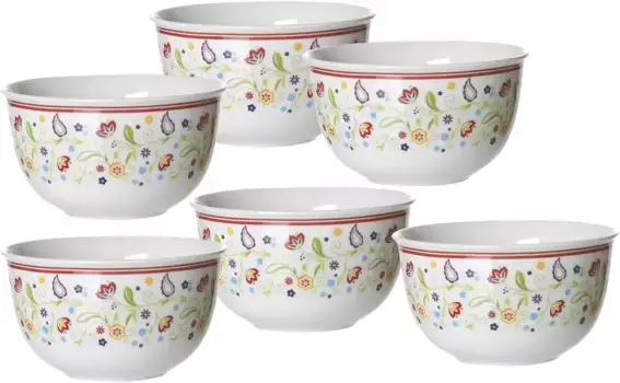Миска для хлопьев Ritzenhoff & Breker "Doppio Shanti", 6 предметов, фарфор, набор посуды, декор в виде цветов пейсли 14 см, цвет bunt