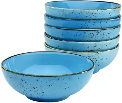 Миска для круп CreaTable "NATURE COLLECTION", 6 предметов, керамогранит, салатница, закусочная, 16,5 см, цвет mittelblau