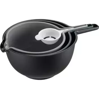 Миска GEFU «Preparo», 4 шт., пластиковая, можно хранить для экономии места, черный/белый/темно-серый/светло-серый