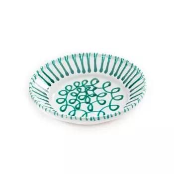 Миска из зеленого пылающего инея без ручки d: 32 см / высота: 7,4 см Gmundner Keramik, белый/зеленый