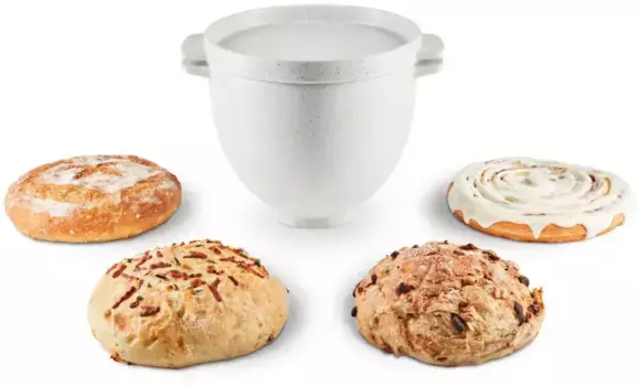 Миска KitchenAid "5KSM2CB5BGS", керамическая, с крышкой для запекания 22,6х19 см, светло-серый/белый