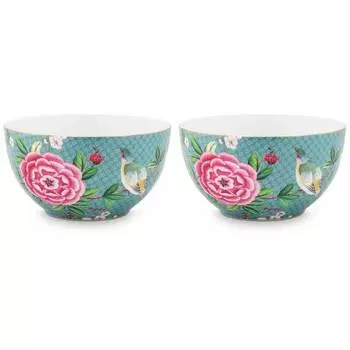 Миски blushing birds ii (набор из 2 шт.) Pip Studio, синий