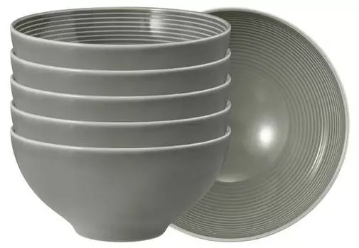 Миски для хлопьев beat color glaze, набор, 6 шт. Seltmann Weiden, серый