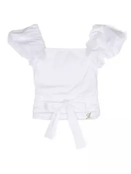 Miss Blumarine блузка со сборками и логотипом, белый