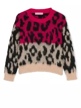Miss Blumarine джемпер с леопардовым принтом, розовый