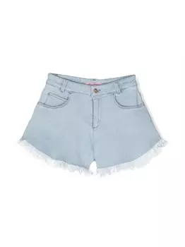 Miss Blumarine джинсовые шорты из вареного денима с принтом, синий