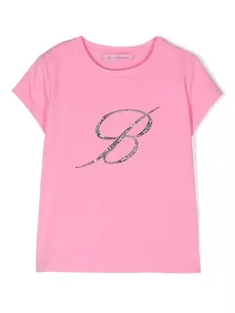 Miss Blumarine футболка с логотипом из стразов, розовый