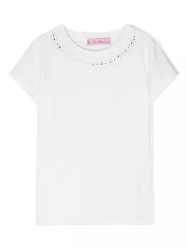 Miss Blumarine футболка с вышитым логотипом, белый