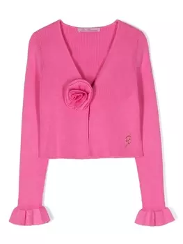 Miss Blumarine кардиган с цветочной аппликацией, розовый
