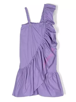 Miss Blumarine платье с оборками и логотипом, фиолетовый